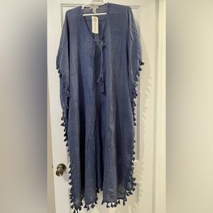 NWT beach cover up cotton blue M